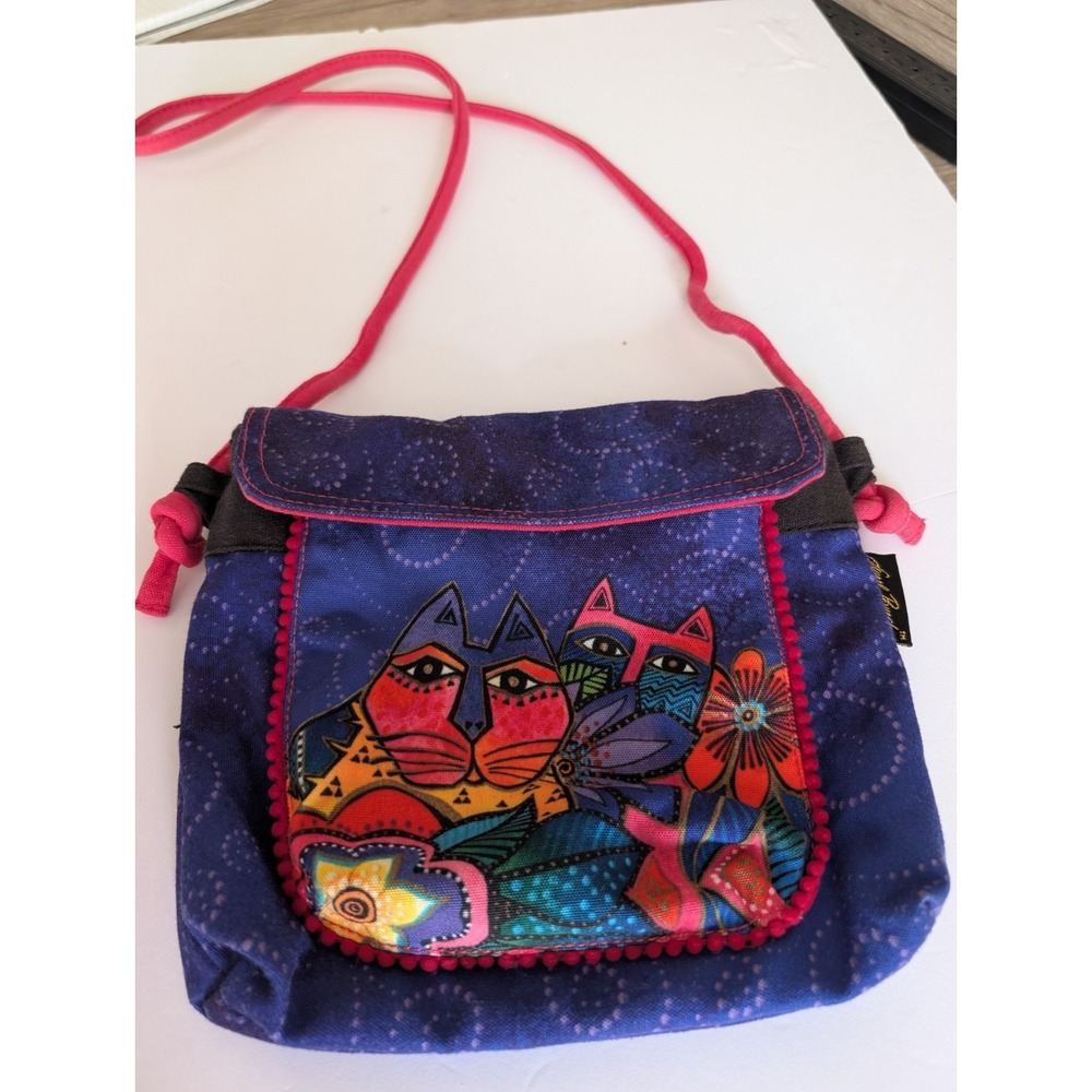 Vintage Laurel  Burch Cat Purse Aztec Crossbody Shoulder Sling Purse 10" x 10"